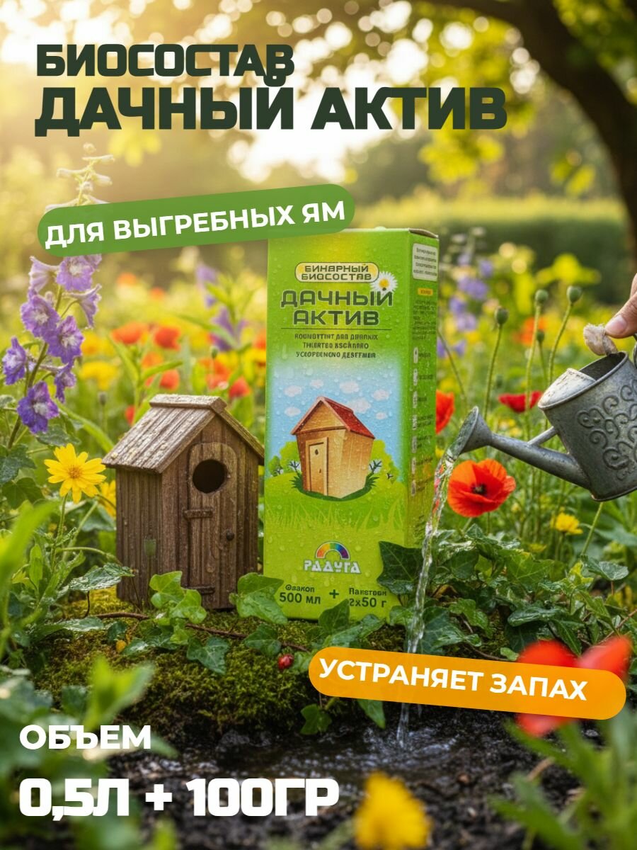 Биосостав Дачный Актив для выгребных ям и туалетов жидкий концентрат 05л + 100гр