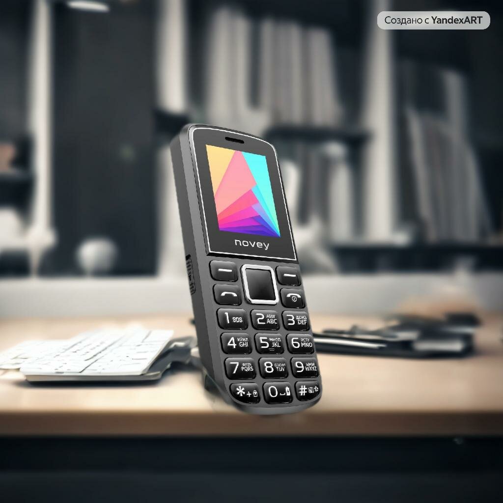 Мобильный телефон NOVEY 102 Plus Black, плюс черный кнопочный телефон