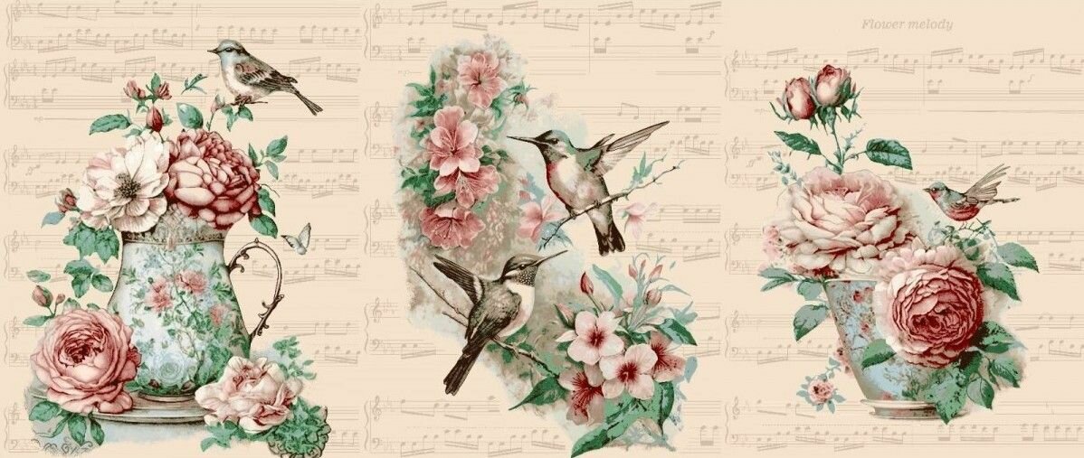 Набор кухонных вафельных полотенец 50*63 см - 3 шт, Колибри из 100% хлопка