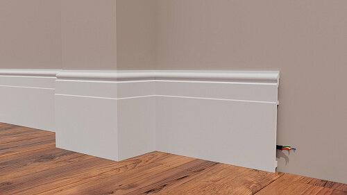 Плинтус напольный 15x183 мм белый ударопрочный полистирол полиуретановый под покраску 1 метр