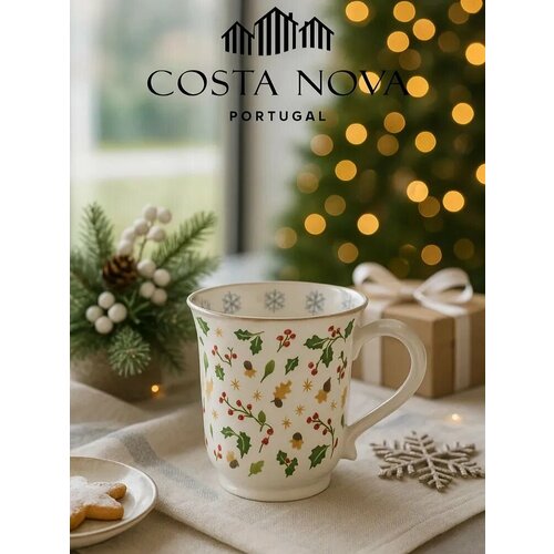 фото Costa nova кружка новогодняя, чашка с ручкой с рисунком "орехи" "nutcracker" 1 шт, 320 мл. профессиональная керамика.