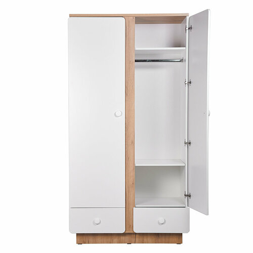 Шкаф двухсекционный Polini kids Ameli 4010 с ящиками белый-дуб крафт золотой 18000₽