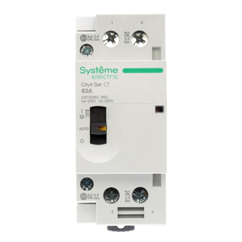 Контактор модульный Systeme Electric / Систем Электрик City9 Set 2НО 63А 230В AC, C9C32263 / коммутационное оборудование