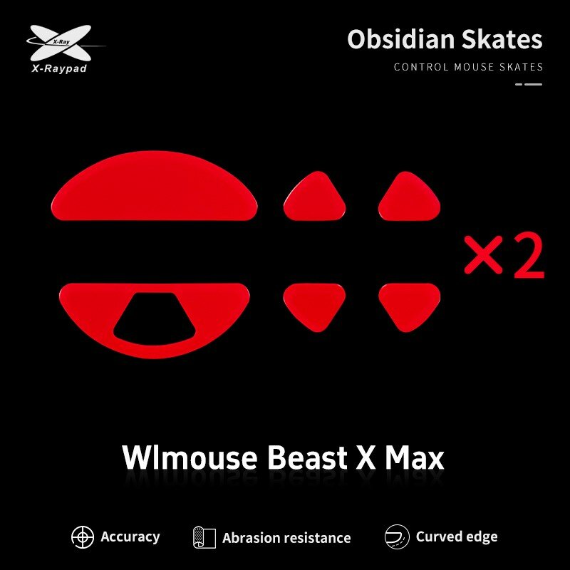 Ножки для мыши (глайды) X-raypad Obsidian Control для WLMouse Beast X Max, комплект из 2-х наборов