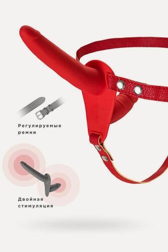 Изображение товара Страпон на креплении Black&Red by TOYFA, силикон, красный, 24 см