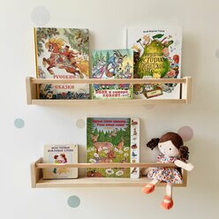 Комплект настенных полок для детских книг и декора из массива березы Монтессори Ecosovy 60*10*9 см, 1 ярус, одинарная, 2 шт