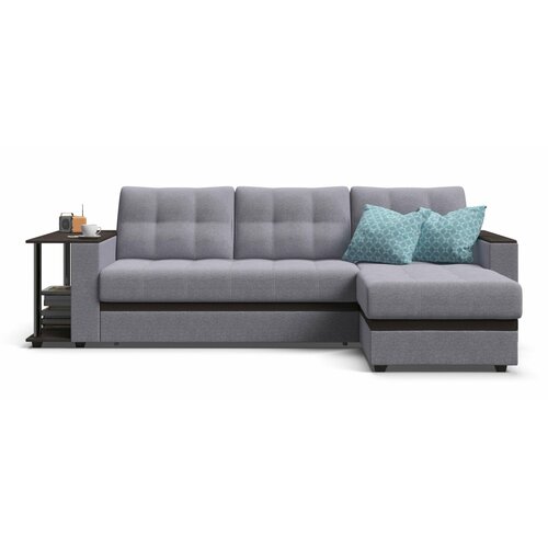 Угловой диван-кровать Атланта НПБ, с ящиком для хранения, механизм дельфин, рогожка Malmo платина, 255х160х92 см