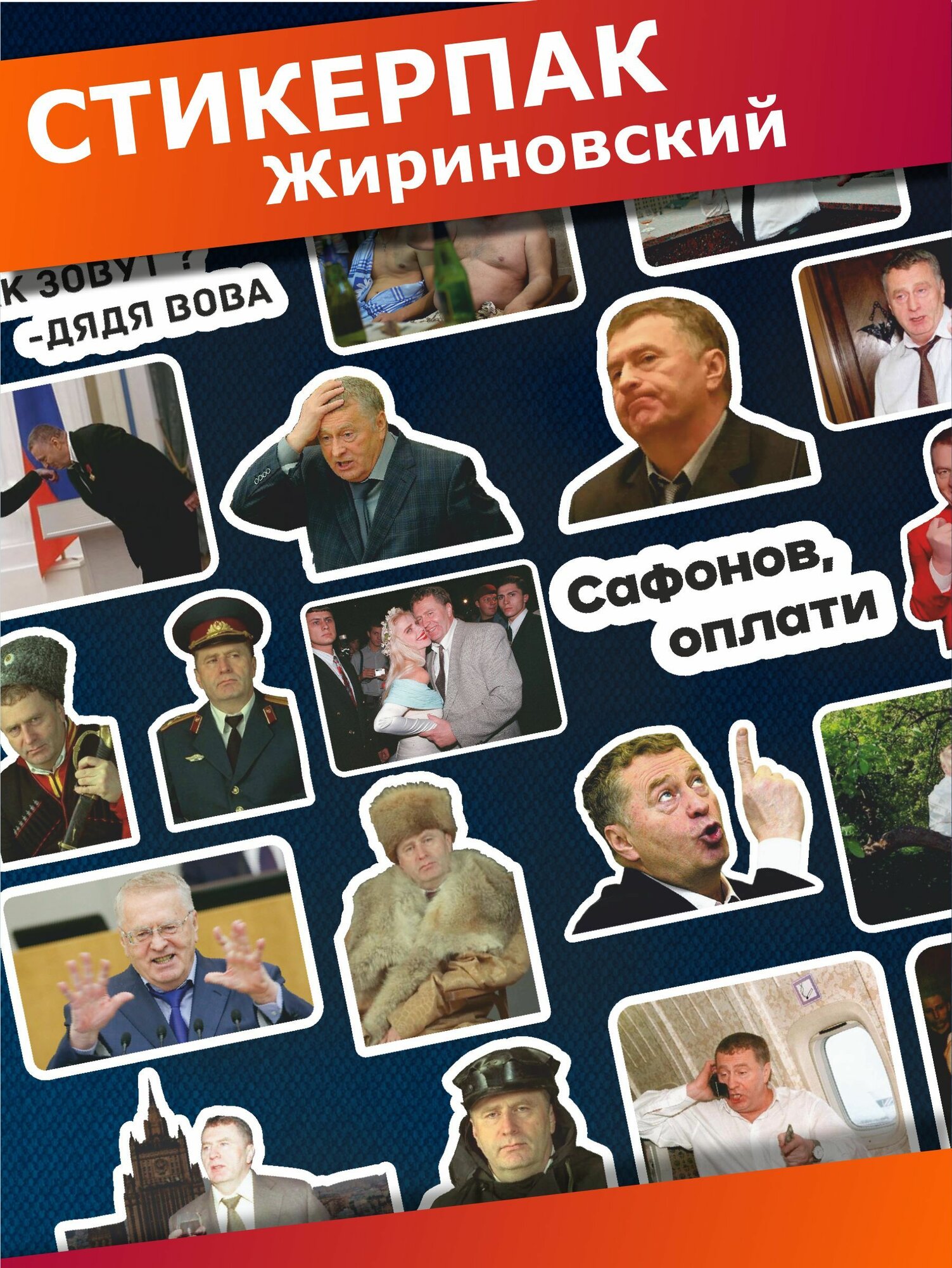 Стикерпак наклейки на телефон мемы Жириновский