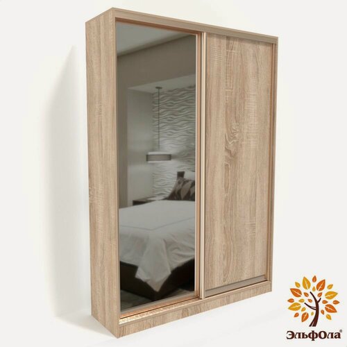 Изображение товара Шкаф-купе ЭльфОла "Гранд" 152*60*220 см, дуб сонома, профиль золото
