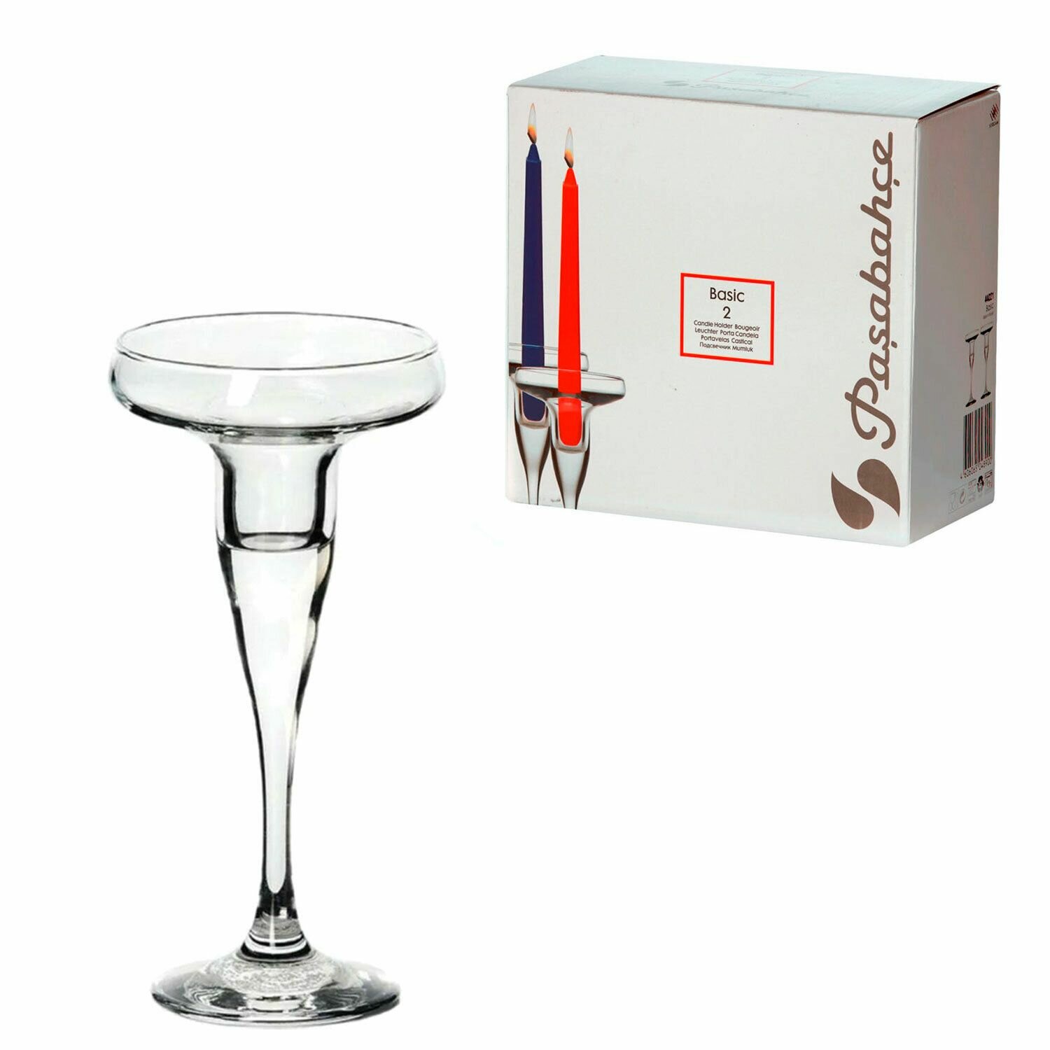 Подсвечник Pasabahce 170 мм, 2 штуки, стекло "Бейзик" фирменная подарочная упаковка