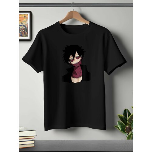 фото Футболка oneq унисекс 64-66 (5xl) размер с принтом my hero academia, черная, размер 5xl, черный