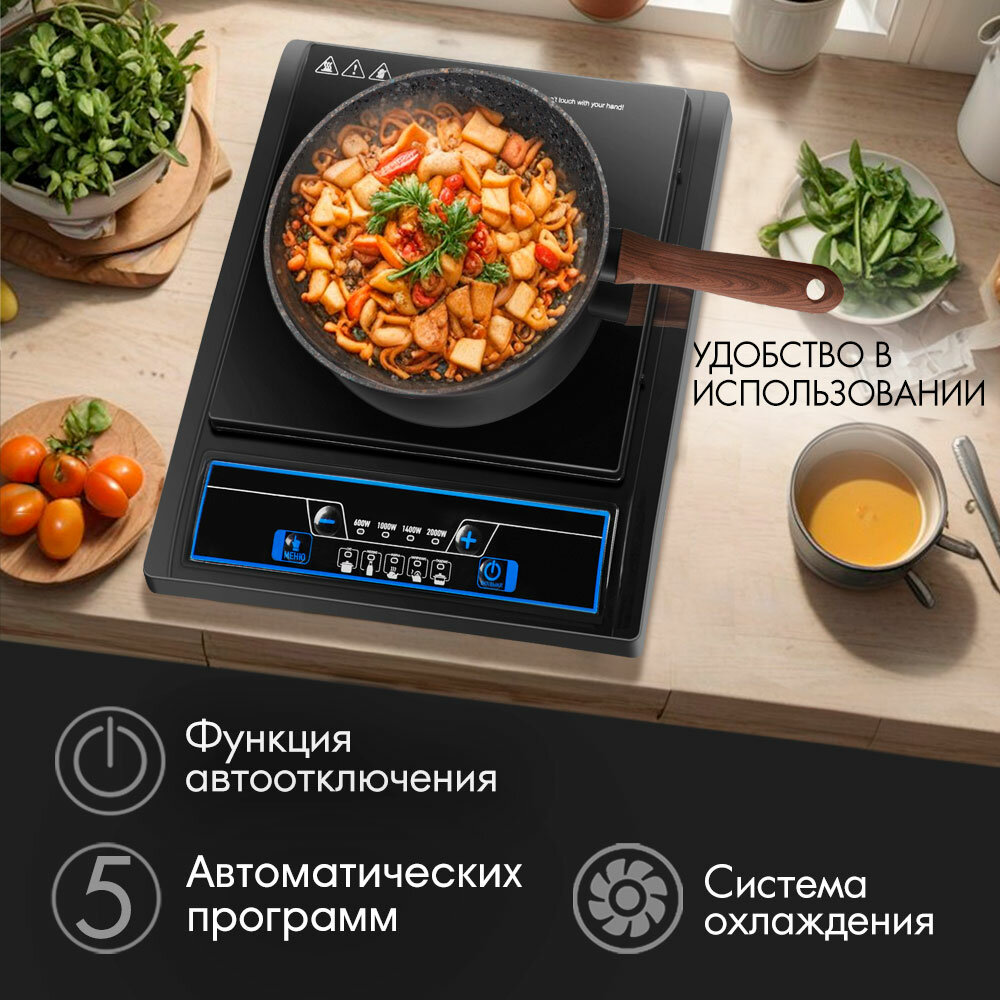 Индукционная плитка настольная VLK Palermo-7733 / 2000 Вт / 5 автоматических программ — фото 1