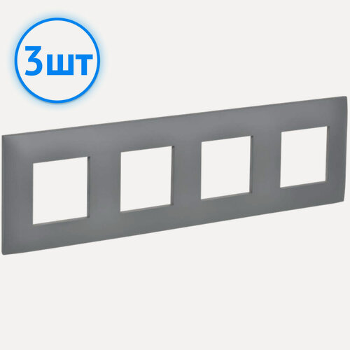 Изображение товара Рамка электроустановочная 4-постовая IEK SKANDY серый SK-F04Gr SK-M42-K03 (комплект из 3 шт.)
