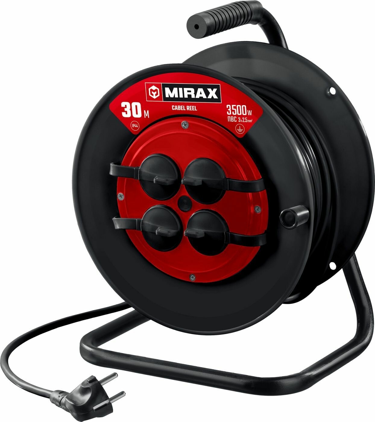 MIRAX ПВС 3 х 2.5 мм2 30 м 3500 Вт IP44 силовой удлинитель на катушке (55051-30)