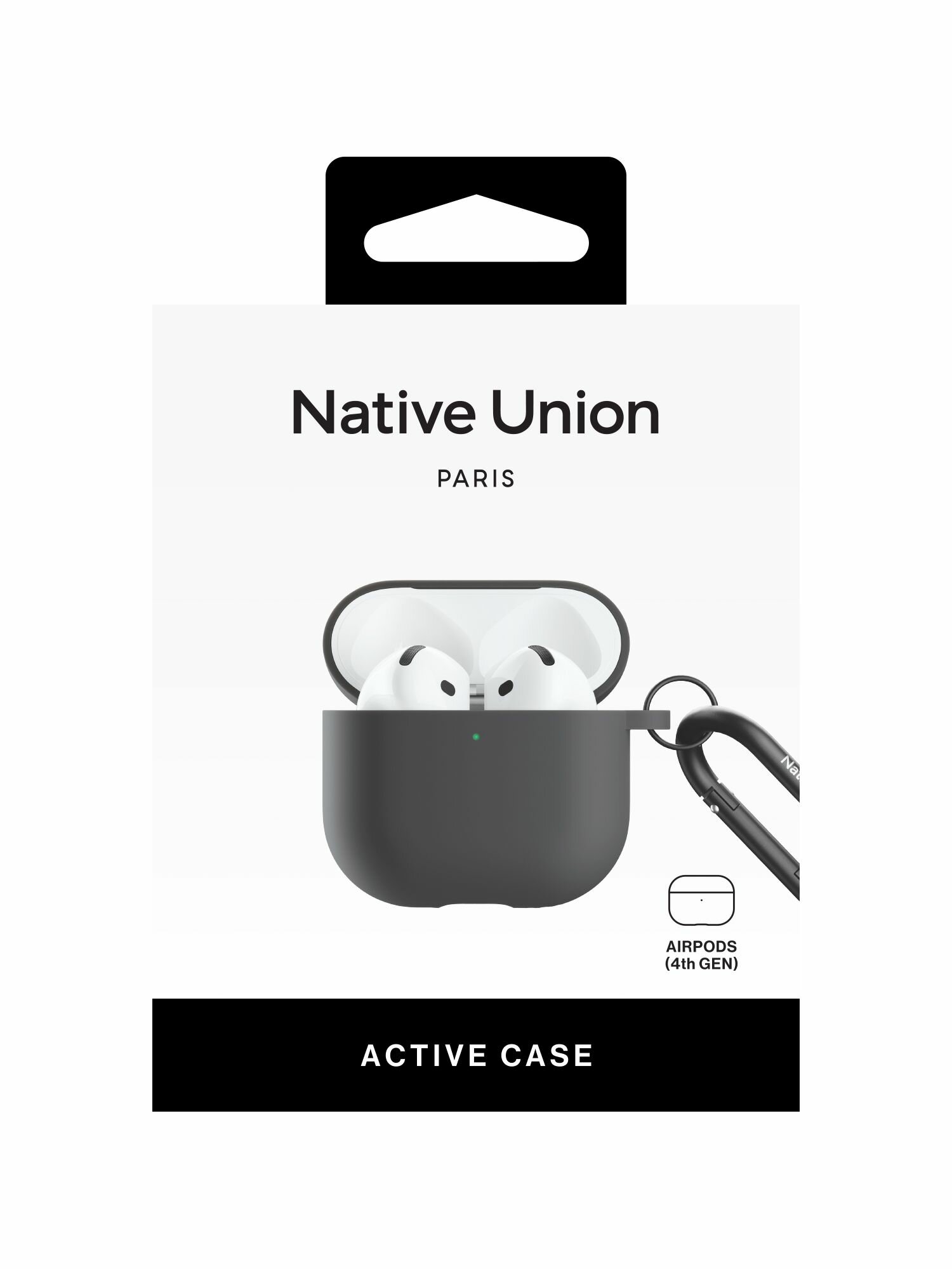 Чехол на AirPods 4 Native Union ACTIVE CASE с карабином, цвет: черный — фото 1