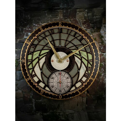 Большие настенные часы из дерева Лесная Башня, 60 см, бесшумный механизм, интерьерные