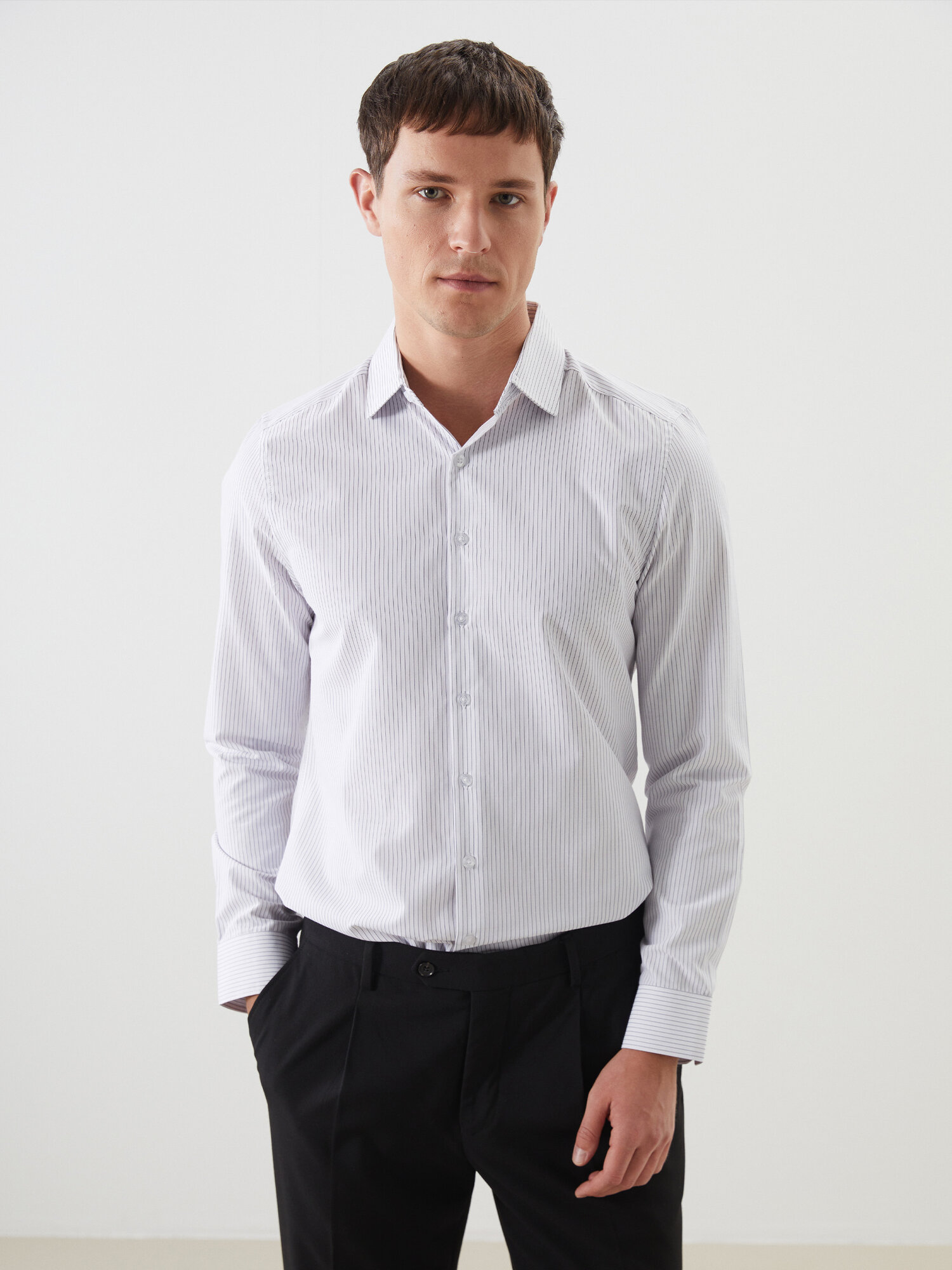 Рубашка LC Waikiki, размер M, white/striped