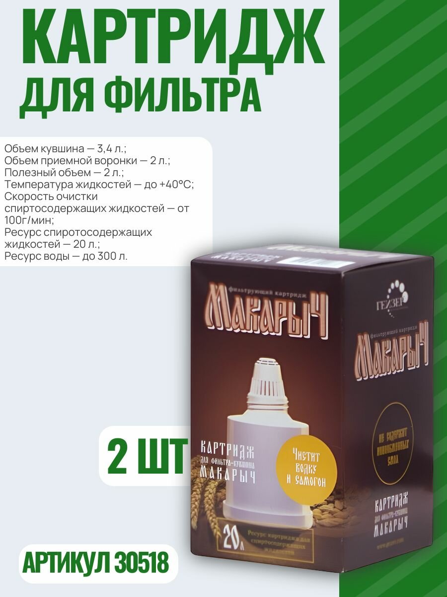 Картридж для фильтра-кувшина Гейзер "Макарыч", сменный 2 шт