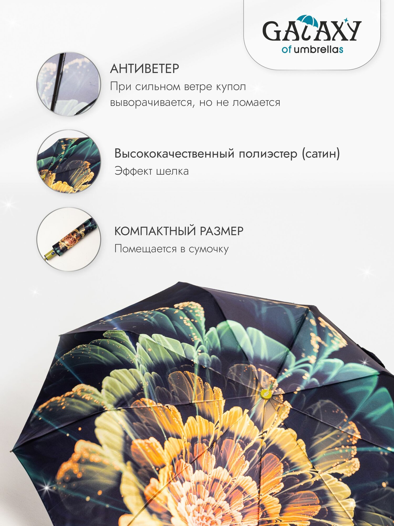 Зонт GALAXY OF UMBRELLAS, желтый — фото 1