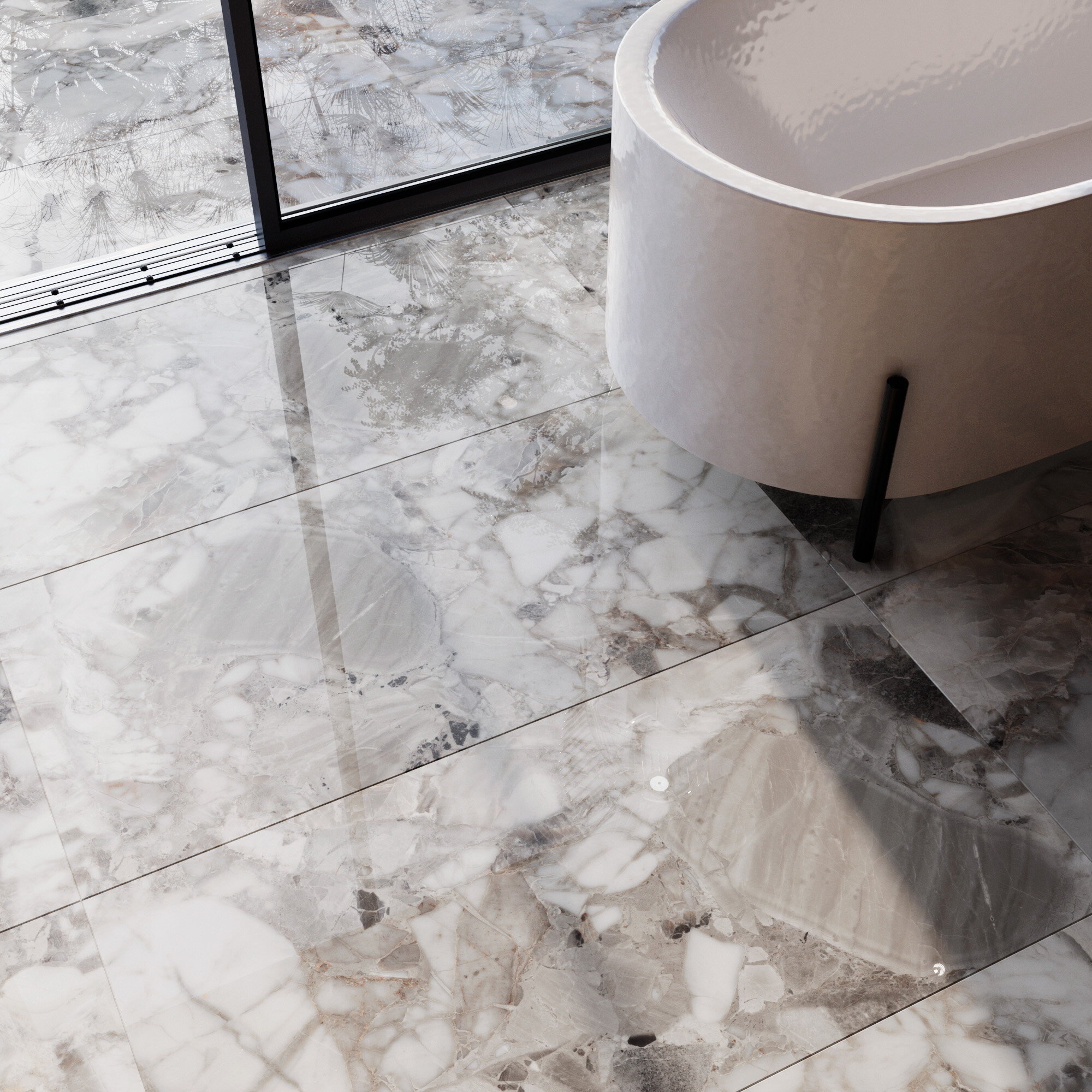 Керамогранит ARCADIA Ceramica Aragonite White FP полированная 120*60 (цена за 1 плит.072м2)