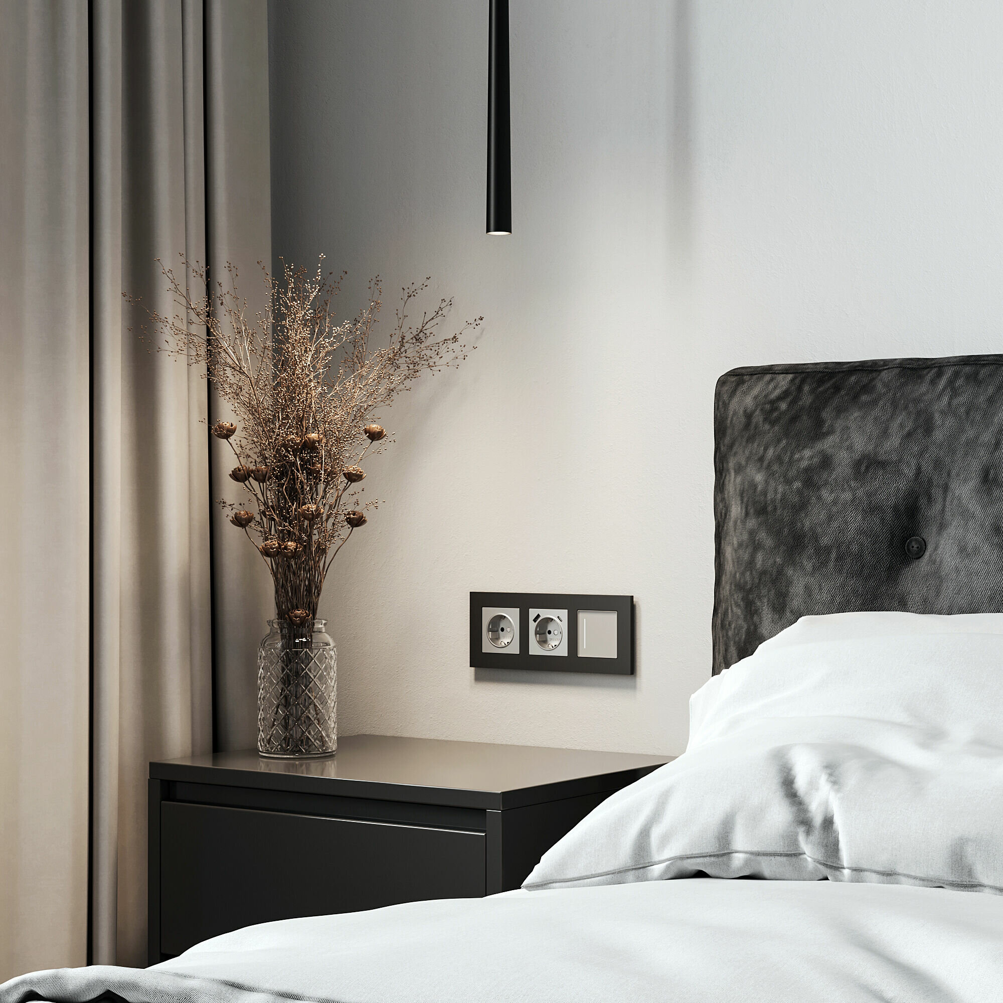 Рамка на 3 поста Werkel Slab (Черный soft) — фото 1