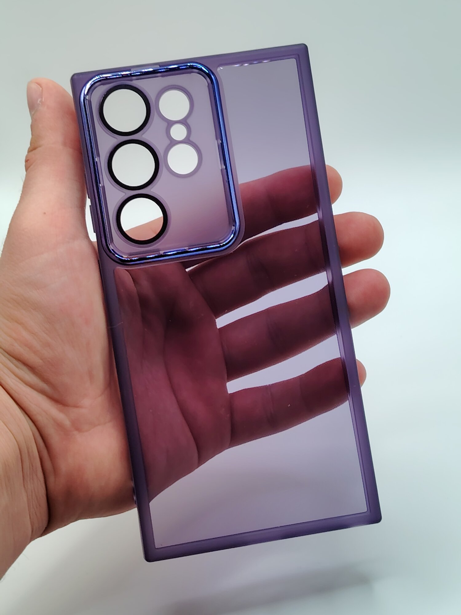 Чехол для смартфона Samsung S24 ULTRA, защита камеры, прозрачный, фиолетовый