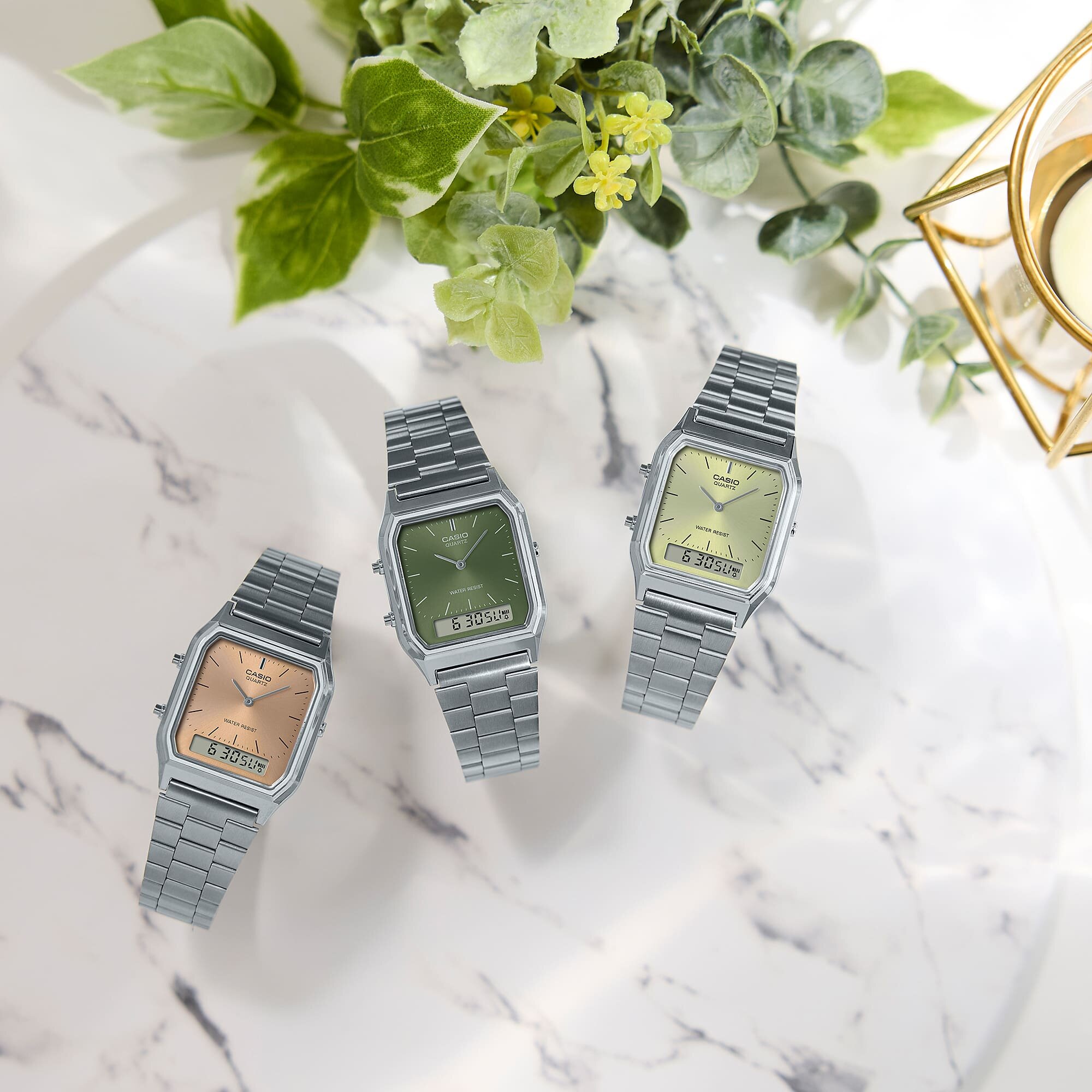 Наручные часы CASIO, зеленый/серебряный — фото 1