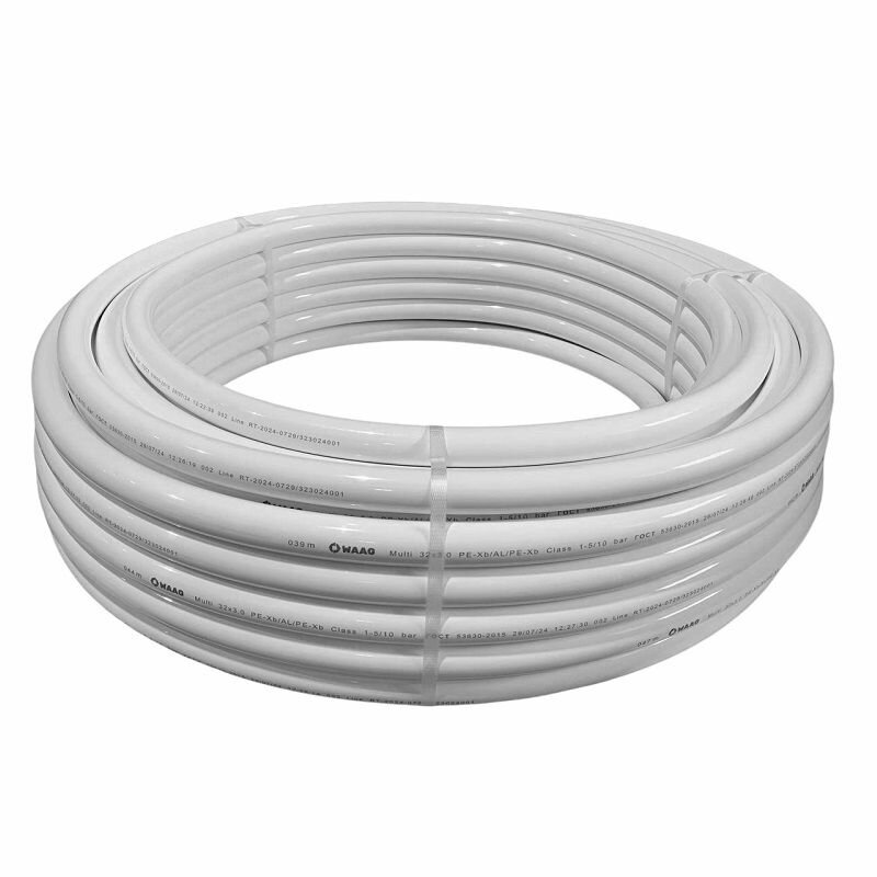 Труба металлопластиковая WAAG Multi DN32 x 3,0 PN10 (бухта 50м) PE-Xb / Al / PE-Xb, белая