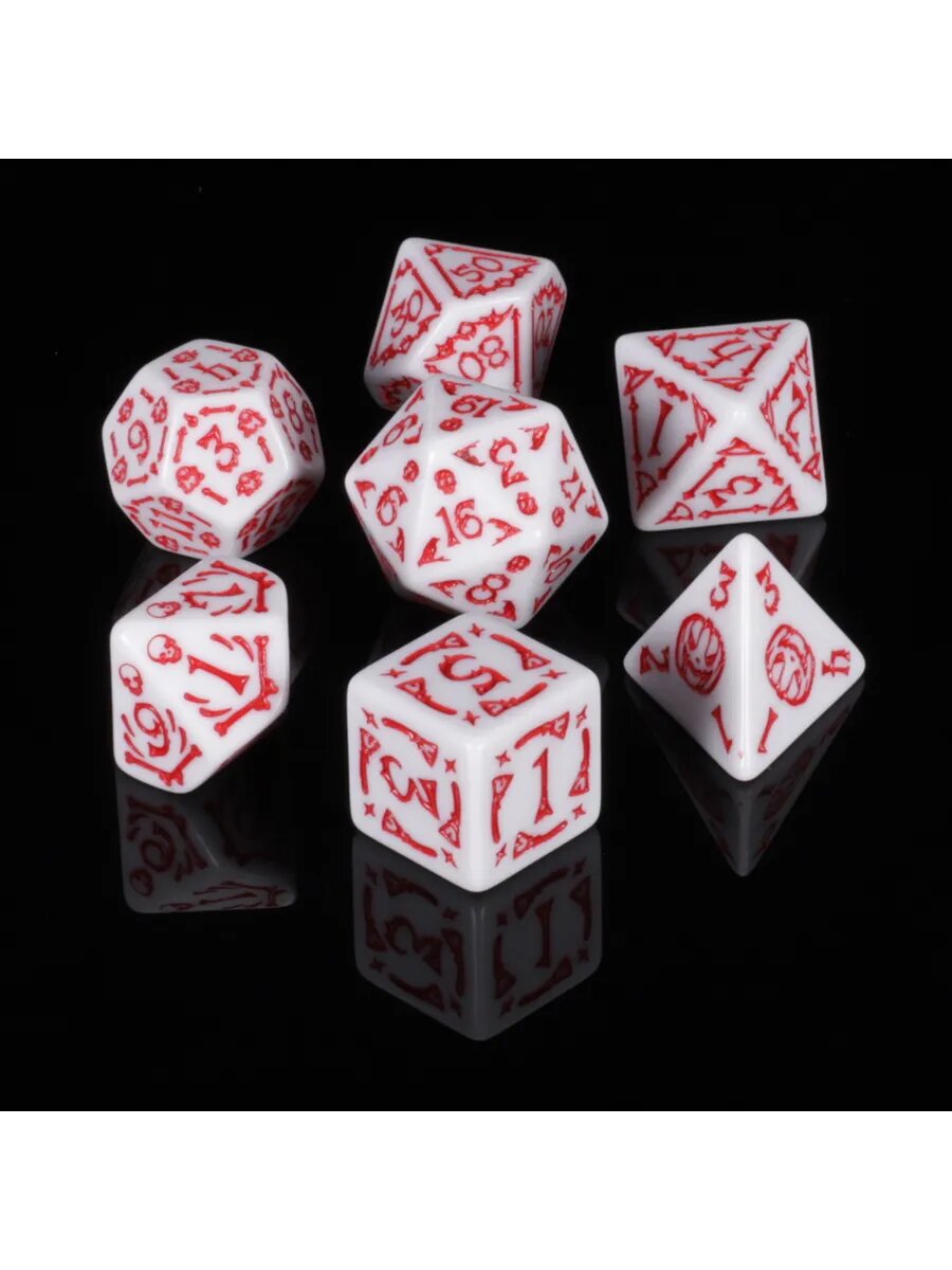 D&D Кости игральные, дайсы, кубики для DND (ДнД) Набор из 6 цветов +мешочек, для настольныхигр/RPG/Pathfinder — фото 1