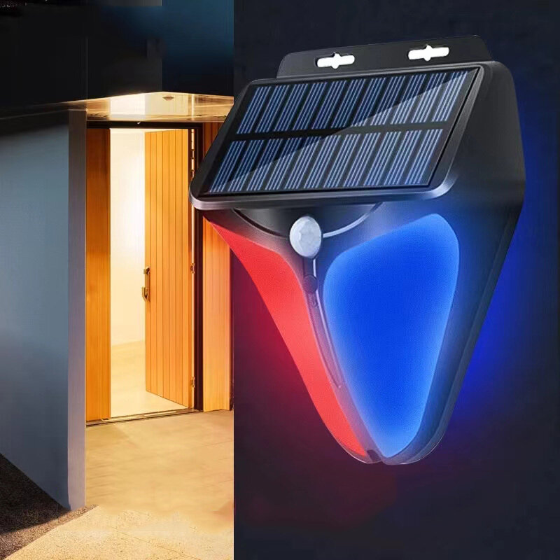 Автономная свето-звуковая сигнализация на солнечной батарее для дачи дома гаража участка. С датчиком движения Warning Light RV-05