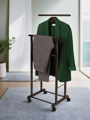 Изображение товара Напольная вешалка "Прайм 2 Дабл", дерево, венге, двойная, с колёсиками, цвет венге
