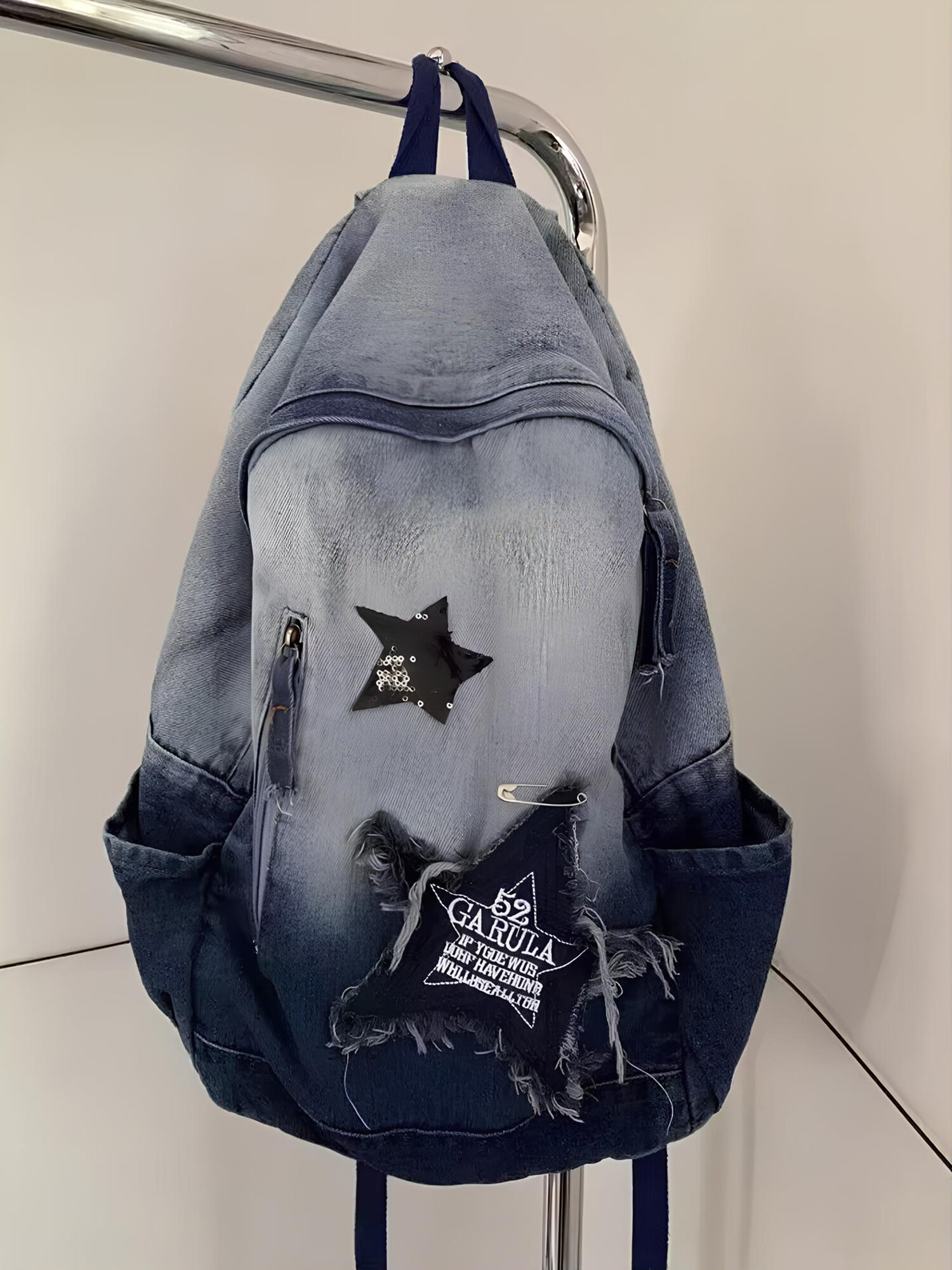 Рюкзак джинсовый y2k школьный корейский для подростков, городской портфель для девочки — фото 1