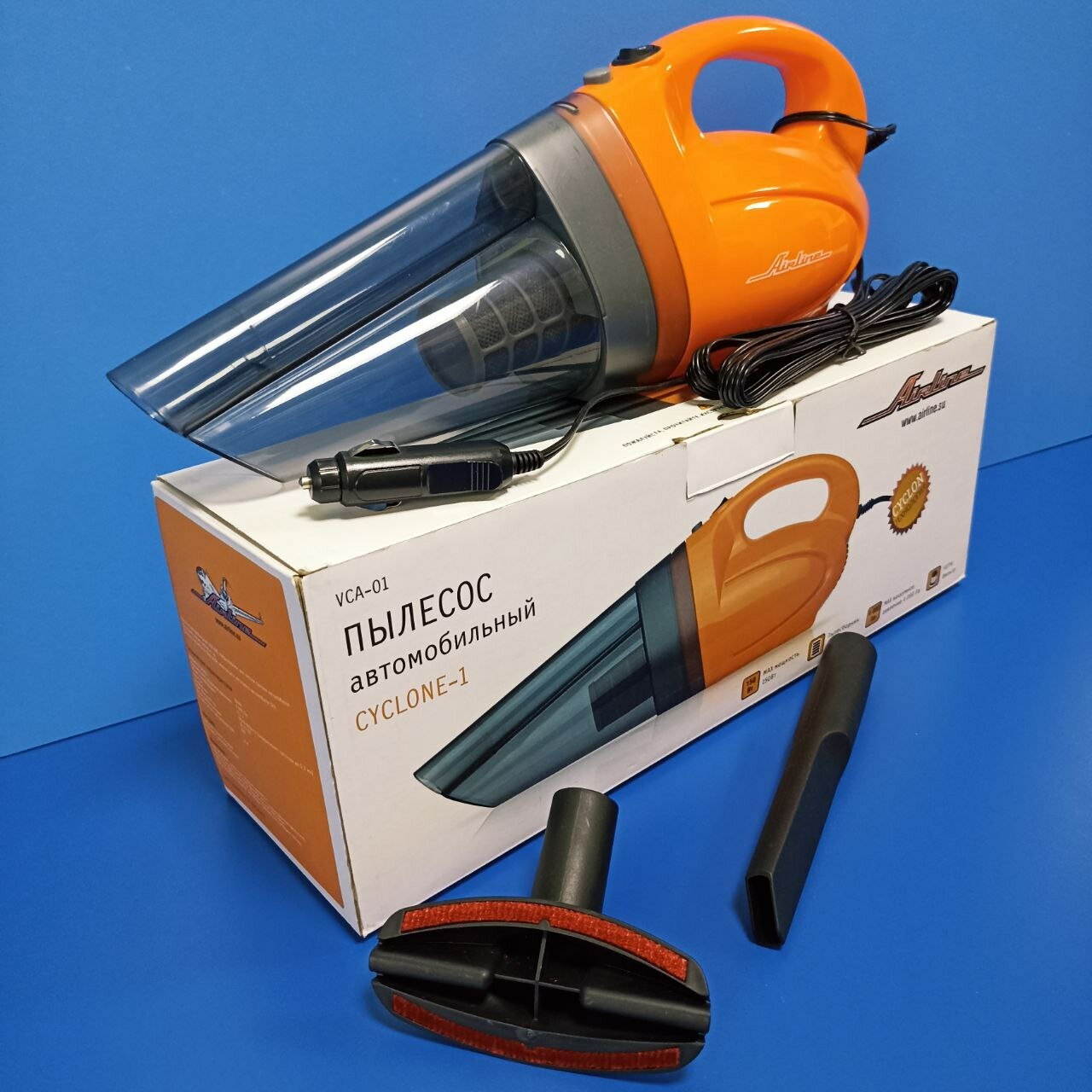 Пылесос автомобильный "AIRLINE" CYCLONE-1 (150Вт, 0,5л, 4КПа)