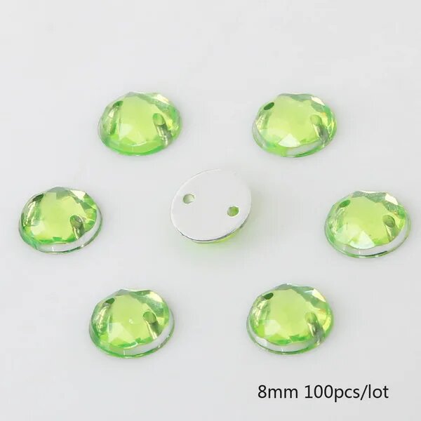Стразы Celadon круглые акриловые 8 мм 100 шт Изумрудный Grass Green
