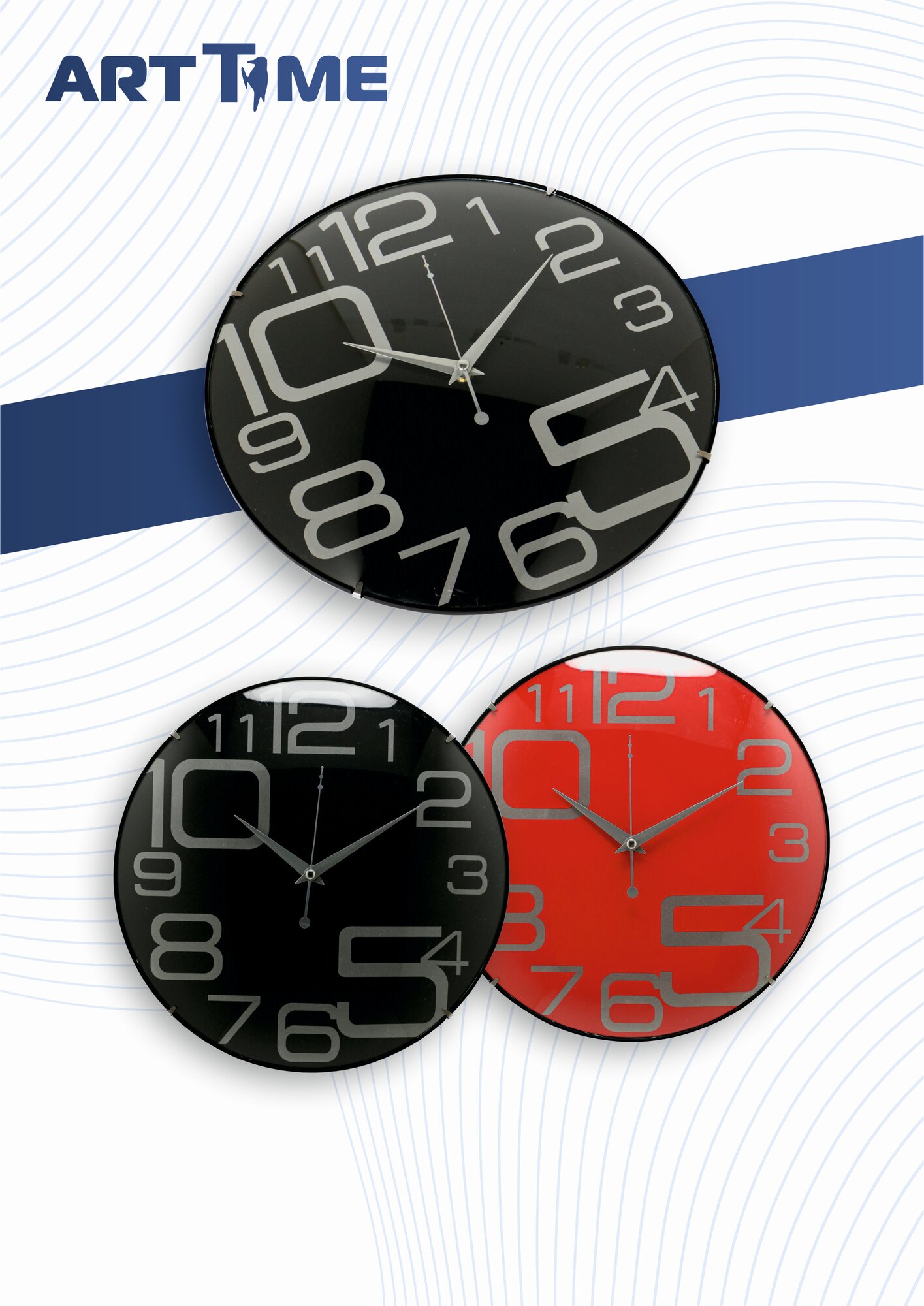 Часы настенные 701 Art-Time, Hi-Tech, гнутое стекло, 33 см, матовый черном цвете — фото 1