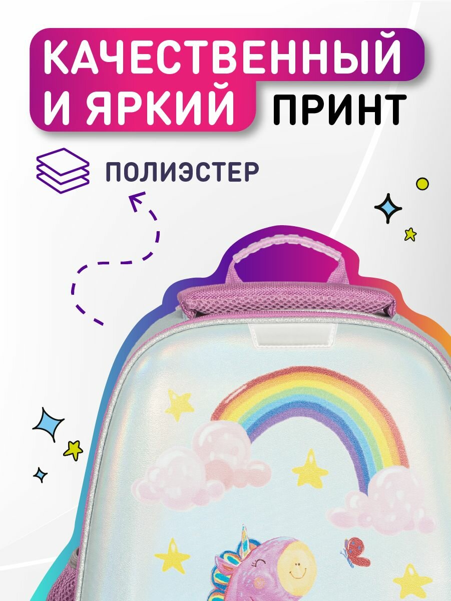 Ранец школьный Комус Класс Basic Волшебный Единорог, ортопедический, 2 отделения, 2 кармана — фото 1