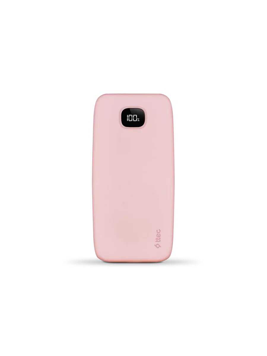 Внешний аккумулятор TTEC ChargeUp Pro LCD 10.000mAh PD 20W Powerbank. Цвет: розовый