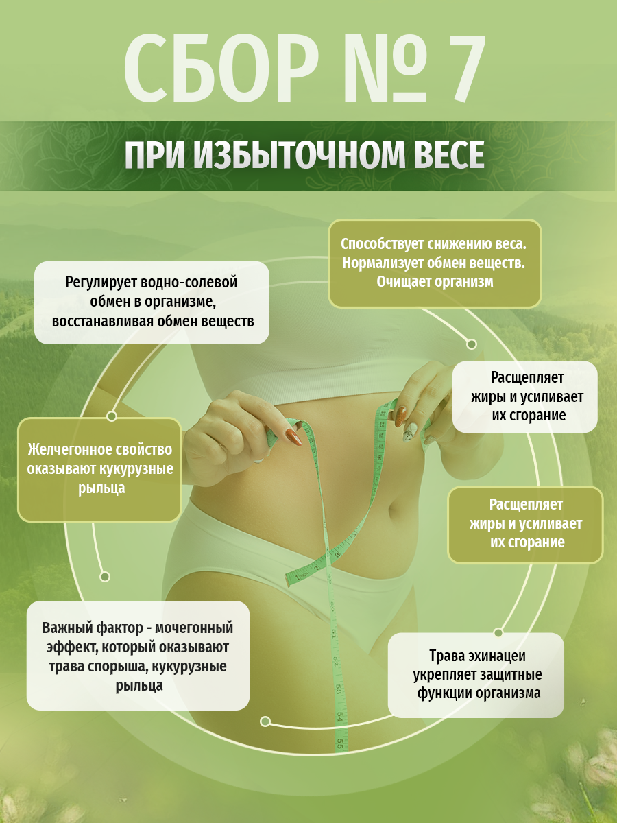 Картинки Чай "Травы Кавказа" №7, для снижения веса и нормализации обмена веществ, 200г