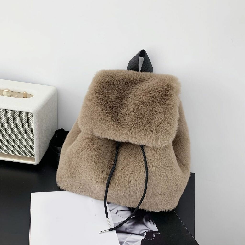 Осенне-зимний плюшевый рюкзак с имитацией кроличьего меха grass backpack-розовый