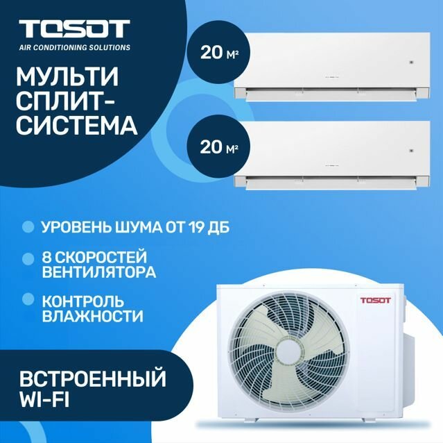 Инверторная мультисплит-система TOSOT на 2 комнаты 20м2+20м2 T14H-FMA/O T07H-SLYWA/I*2