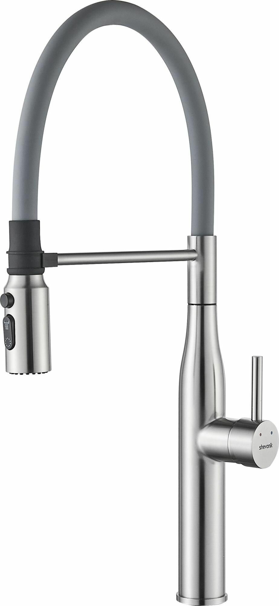 Смеситель для кухни однорычажный с гибким изливом Shevanik S123L-9, Сатин