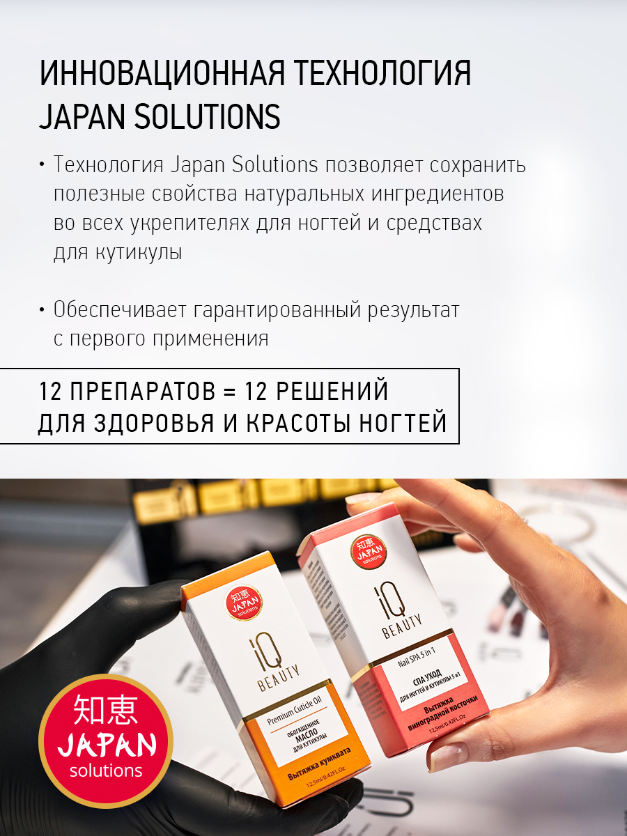 Средства Для Кутикулы Спа средство для ухода ногтей и кутикулы IQ Beauty Nail SPA 5 in 1, СПА уход 5 в 1, 12.5 мл