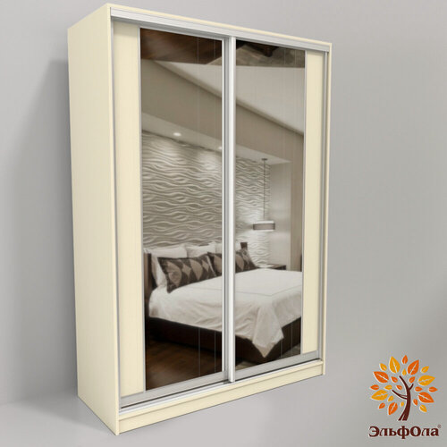 Изображение товара Шкаф купе ЭльфОла "Оптима" 180*60*220 см, слоновая кость, фасады зеркальная вставка