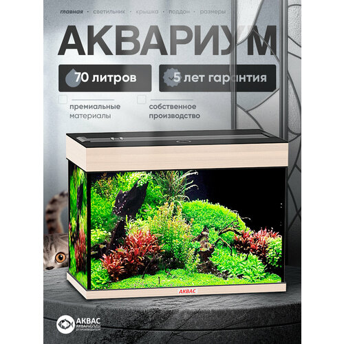 фото Аквариум 70 литров с крышкой и освещением, (61*31*46 см) аквас