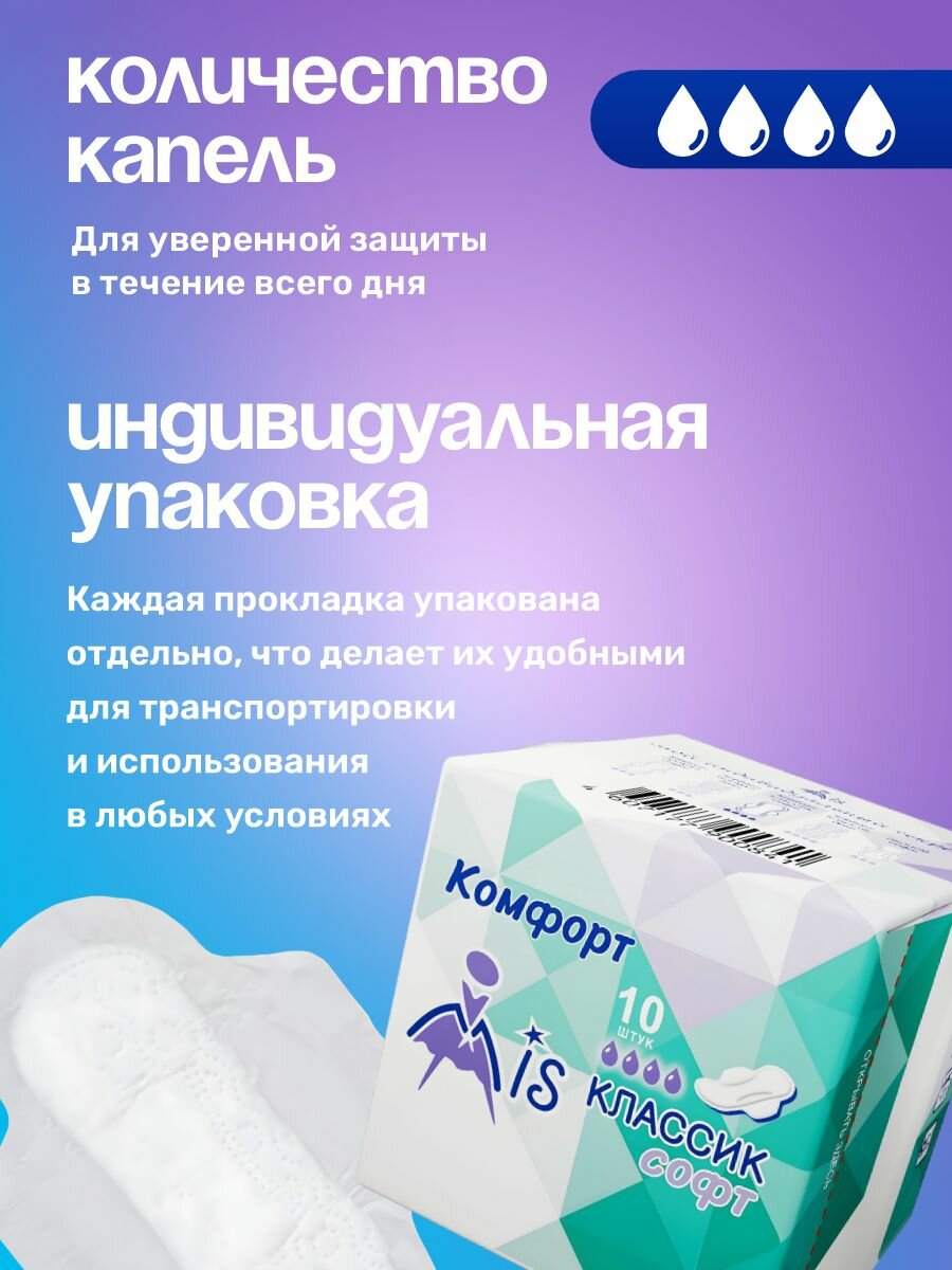 Набор прокладок с крылышками Mis Комфорт Классик софт 4 капли 10шт *3шт — фото 1