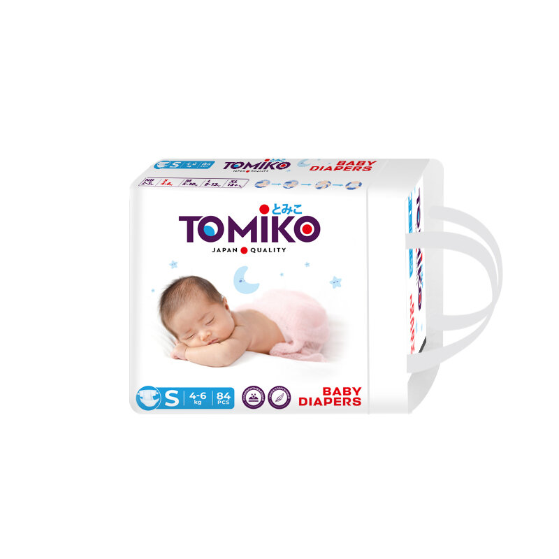 Подгузники Tomiko Premium Soft S, для малышей от 4-6кг, 84шт