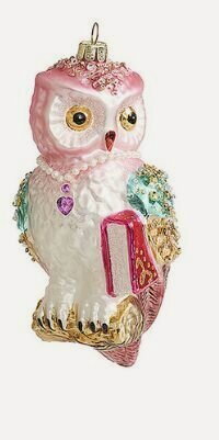 Изображение товара Игрушка на елку Сова-книголюб, белая 16см