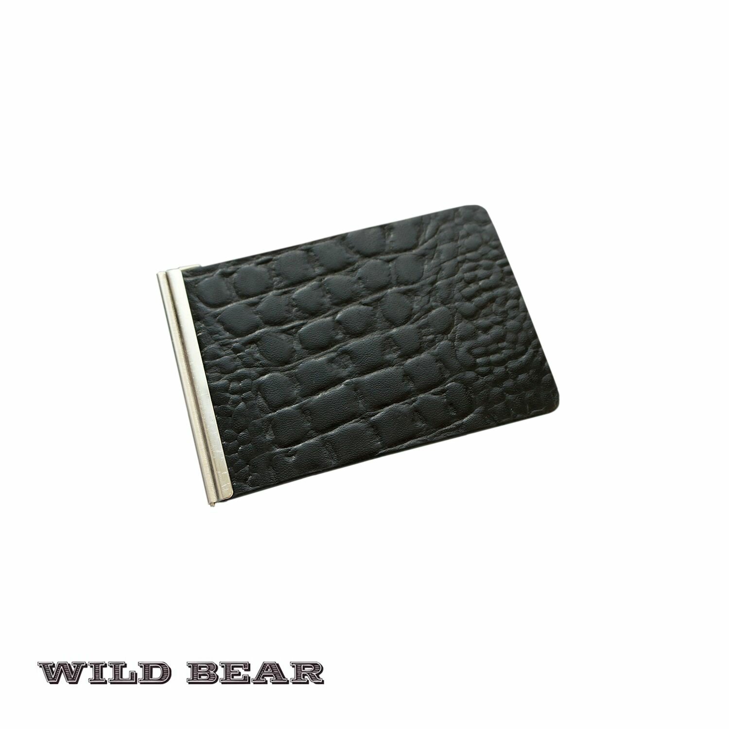 Зажим для купюр, фактура тиснение, черный — фото 1