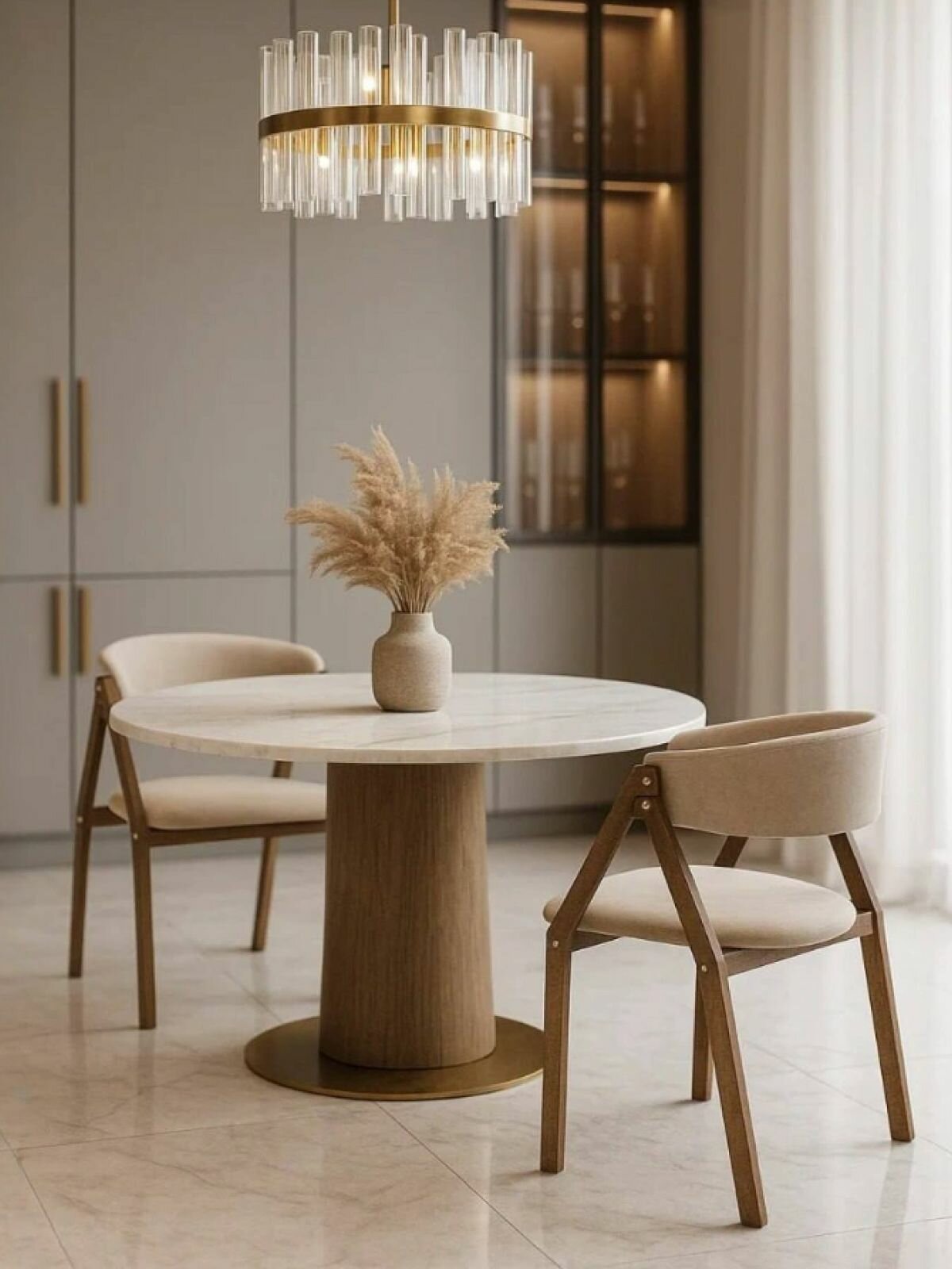 Стулья для кухни комплект 2 шт. со спинкой мягкие деревянные, кресла для обеденной зоны, велюр, Бежевый