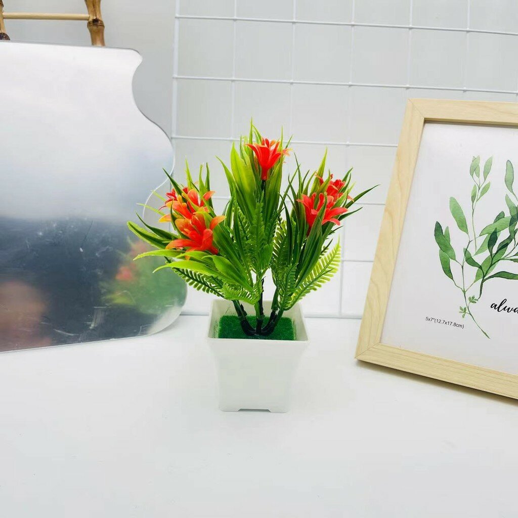 Plastic cymbidium flower pot with realistic design for wedding and garden decor